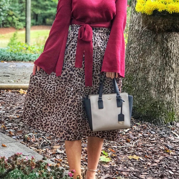Dresses & Skirts - Pleated skirt cheetah pattern drawstring tie waist